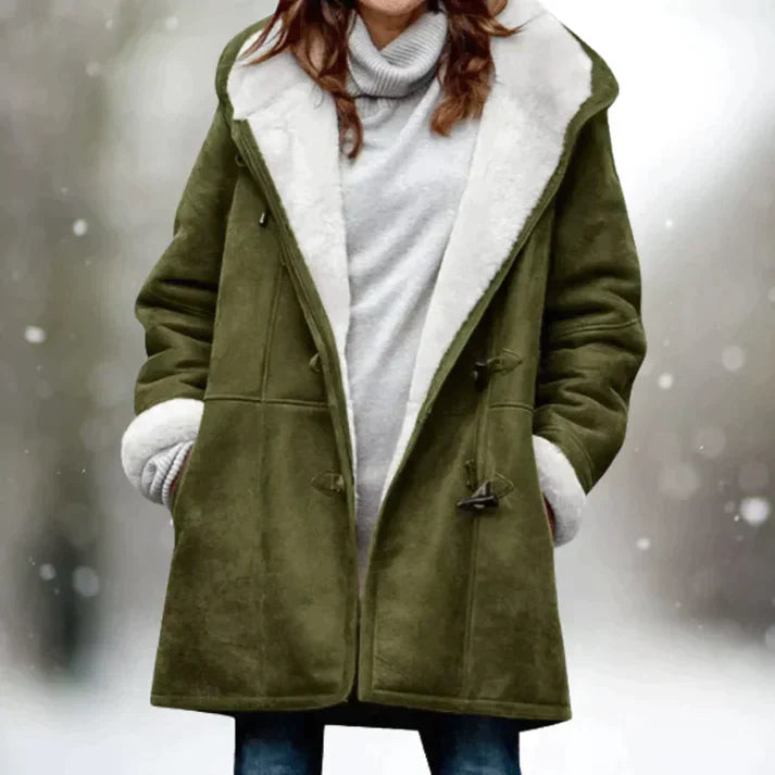 Street-Wave Premium Suede Fleece Jacket With Hood For Women Warm Winter All Season Coat
