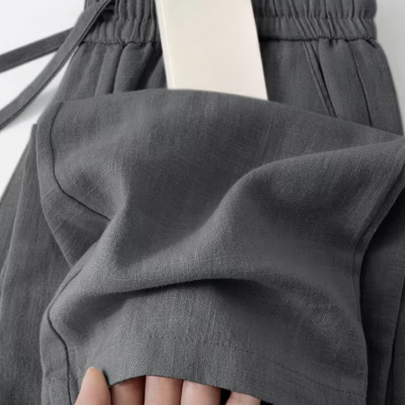Street-Wave Mens Straight Fit Cotton Linen Pants Lightweight Wide Leg Casual Trousers For Everyday Comfort