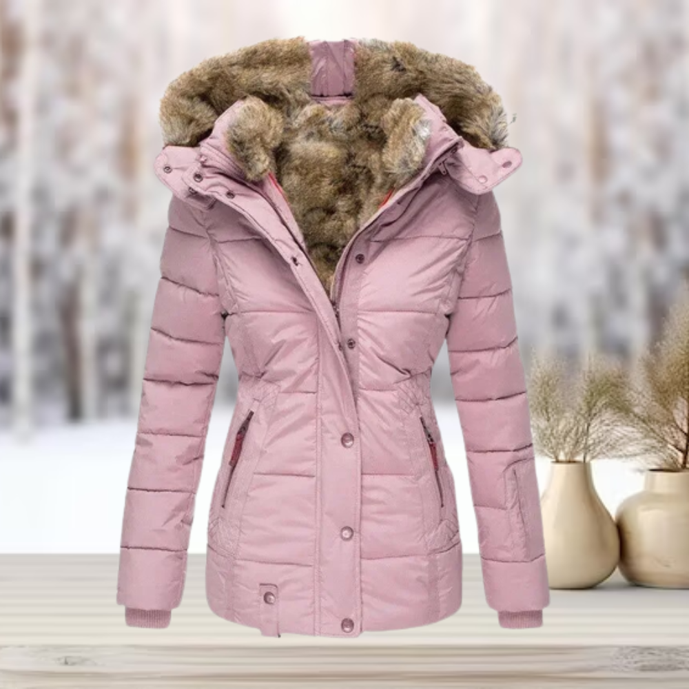 Streetwave Puffer Coat With Faux Fur Hood For Women Winter Warmth And Elegant Style