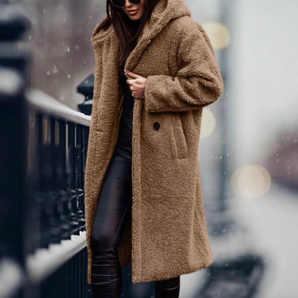 Street Wave Faux Fur Coat With Hood Luxurious Warmth For Fashionable Women Everyday Style