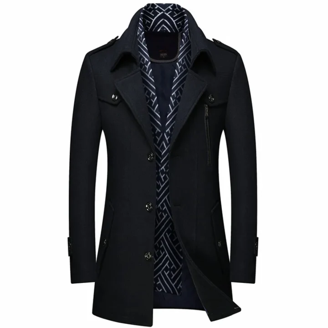 Street-wave Long Black Coat For Men Timeless Elegance And Sharp Style For Modern Professionals