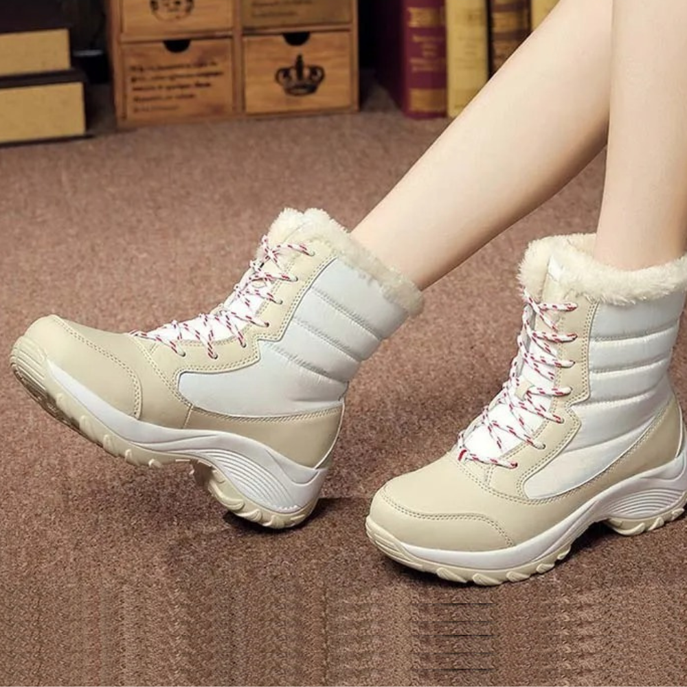 Street-Wave Waterproof Faux Fur Lace-Up Winter Boots For Women Warm Dry Comfort All Weather