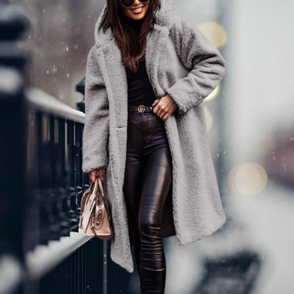 Street-Wave Amara Long Winter Coat For Women Warm Plush Fleece Outerwear Stylish And Cozy