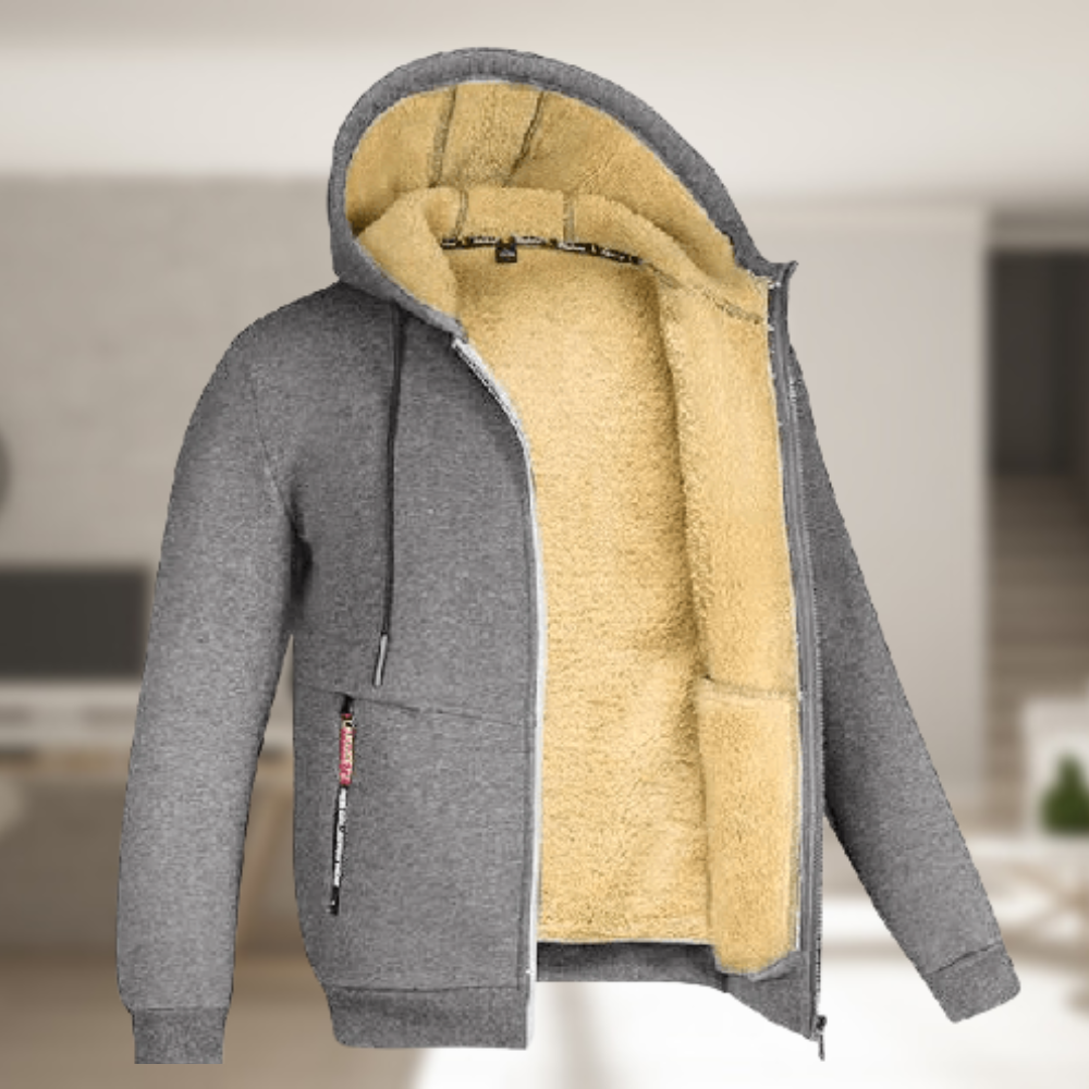 Street-wave Cozy Fleece Hoodie For Men With Plush Lining And Adjustable Hood For Winter Comfort
