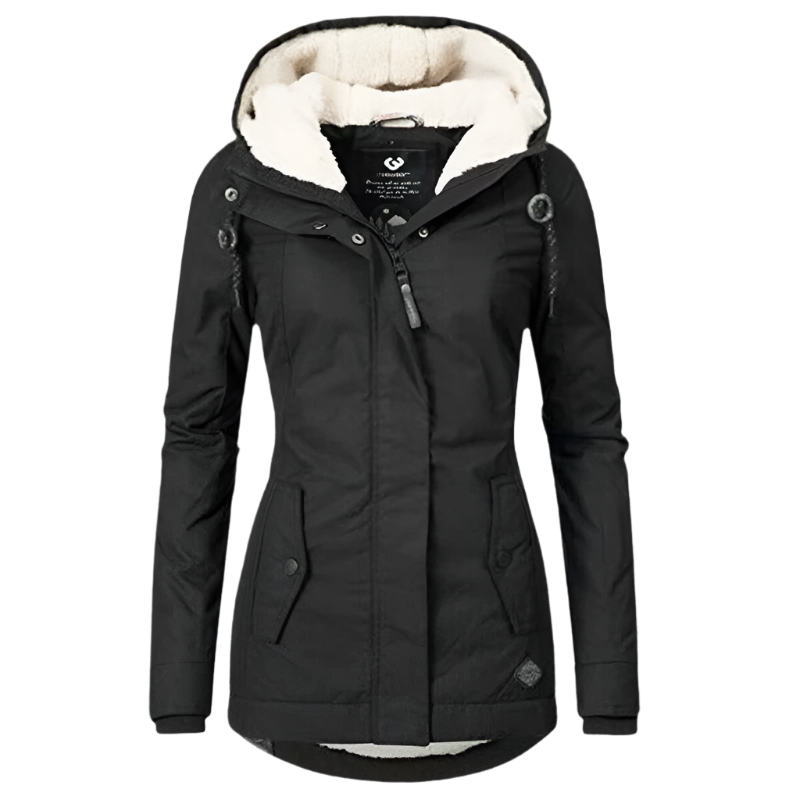 Street-wave Women's Hooded Insulated Winter Coat With Fleece Lining Cozy And Tailored