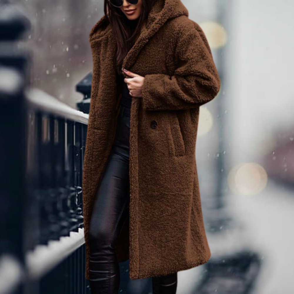 Street Wave Faux Fur Coat With Hood Luxurious Warmth For Fashionable Women Everyday Style