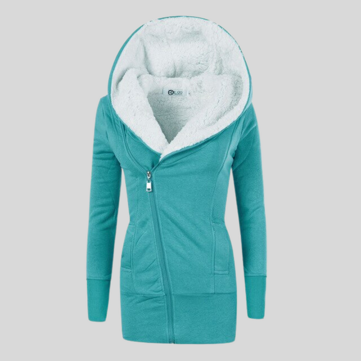 Street Wave Winter Hoodie With Diagonal Zipper For Unisex Cozy Shearling Lined Jacket