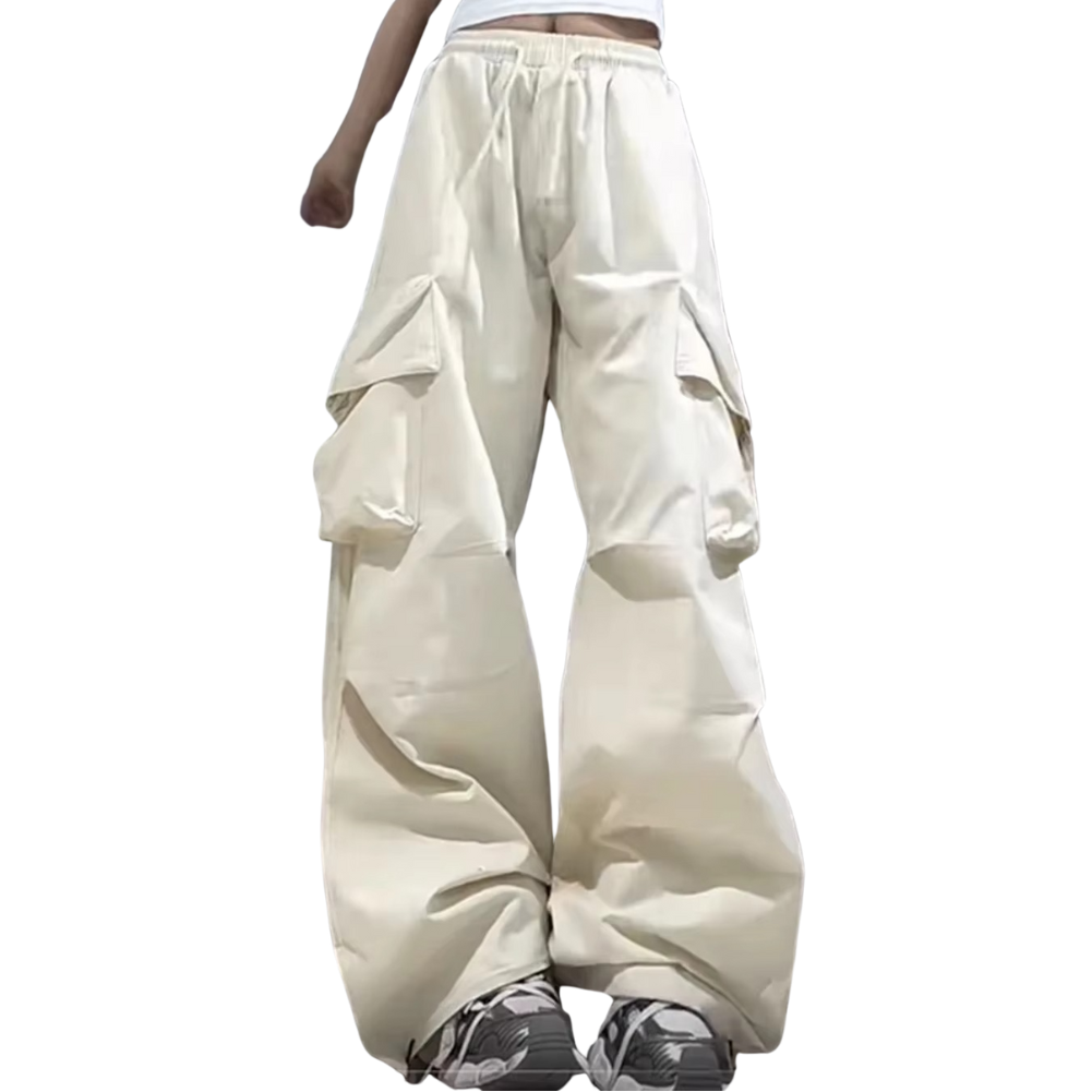 Street-Wave Womens Baggy Pants With Pockets Ultra Comfortable All Day Loose Fit Cargo Trousers