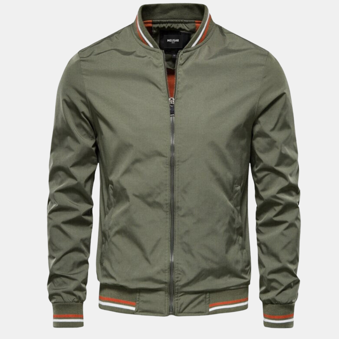 Street-Wave Bomber Jacket For Men Durable Ribbed Cuffs Essential