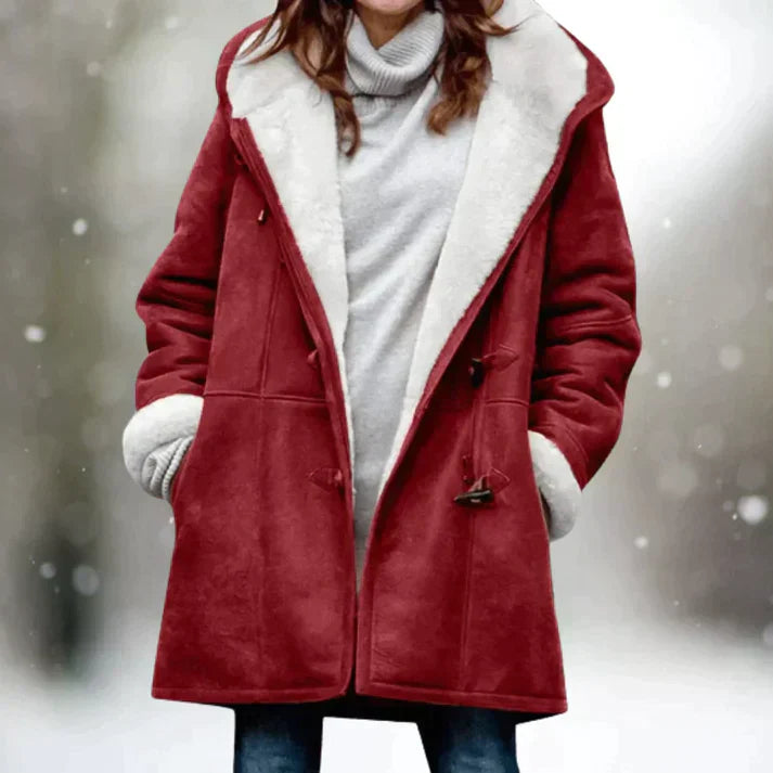 Street-Wave Premium Suede Fleece Jacket With Hood For Women Warm Winter All Season Coat