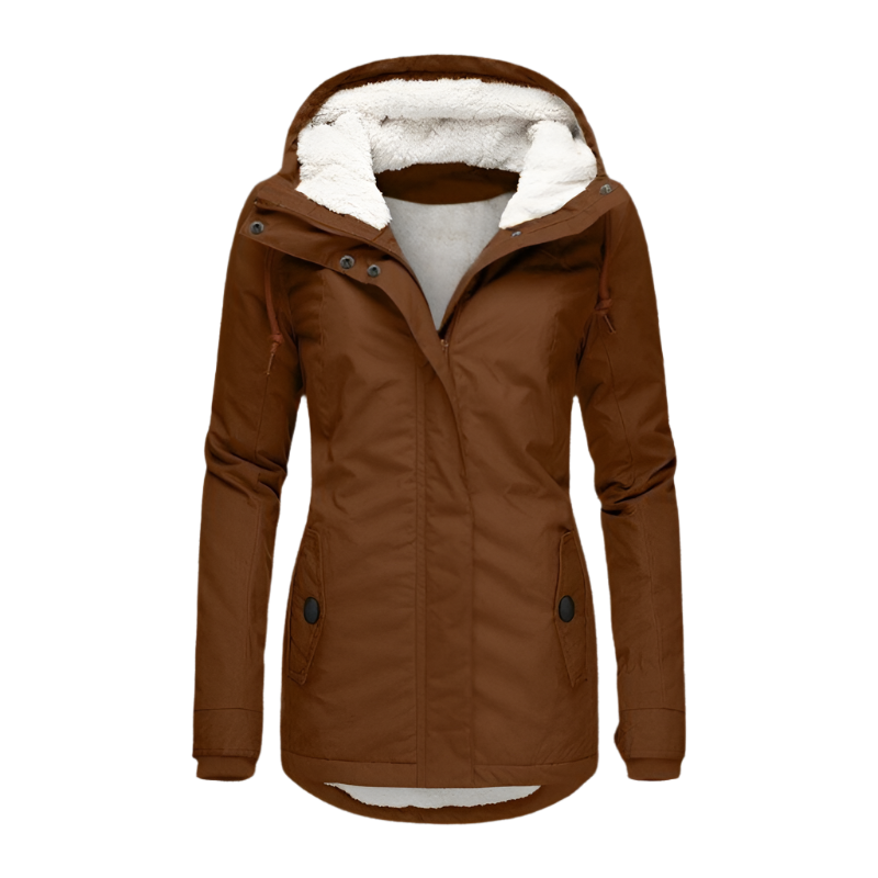 Street-wave Women's Hooded Insulated Winter Coat With Fleece Lining Cozy And Tailored