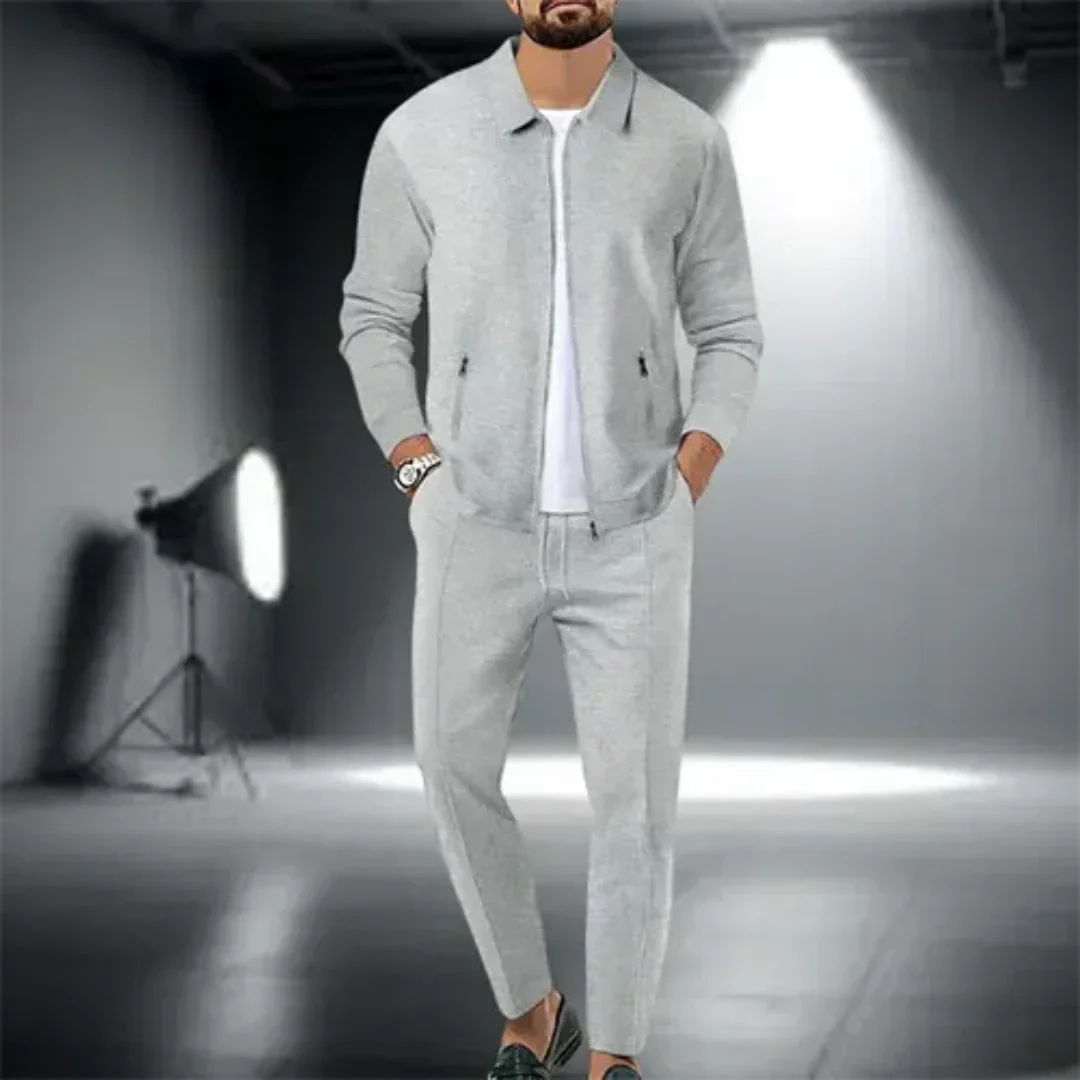 Streetwave Men's White Two Piece Suit Set With Long Sleeve Shirt And Trousers For Office Ready Comfort