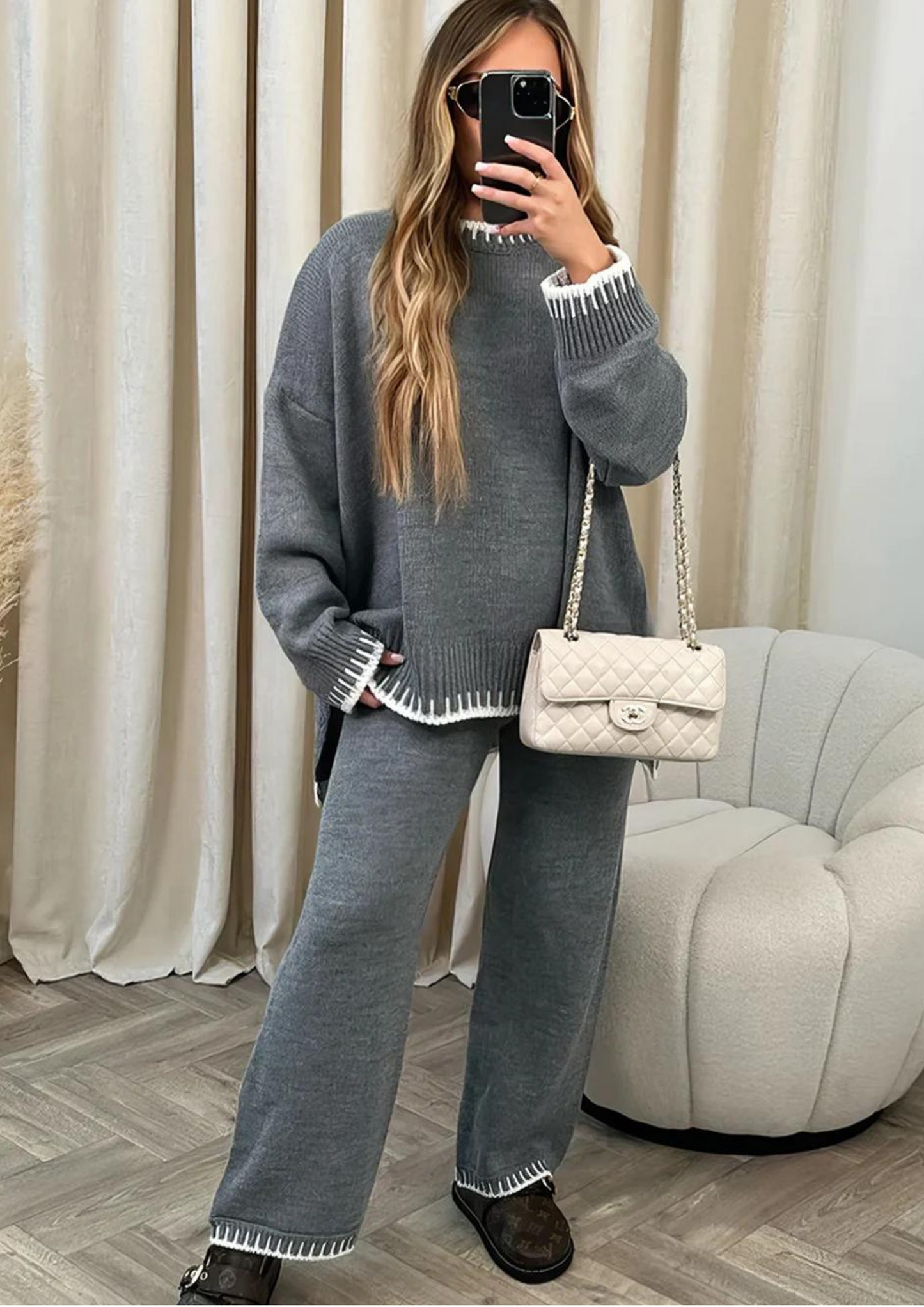 Street-wave Womens Loungewear Set With Wide-Leg Pants And Cozy Pullover For Relaxed Everyday Comfort And Style