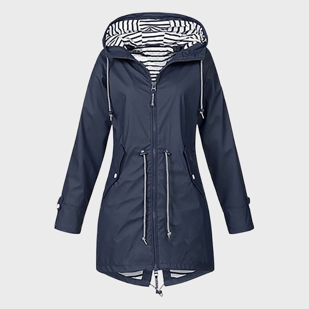 Street-Wave Women's Long Waterproof Hooded Raincoat - Durable All-Weather Protection