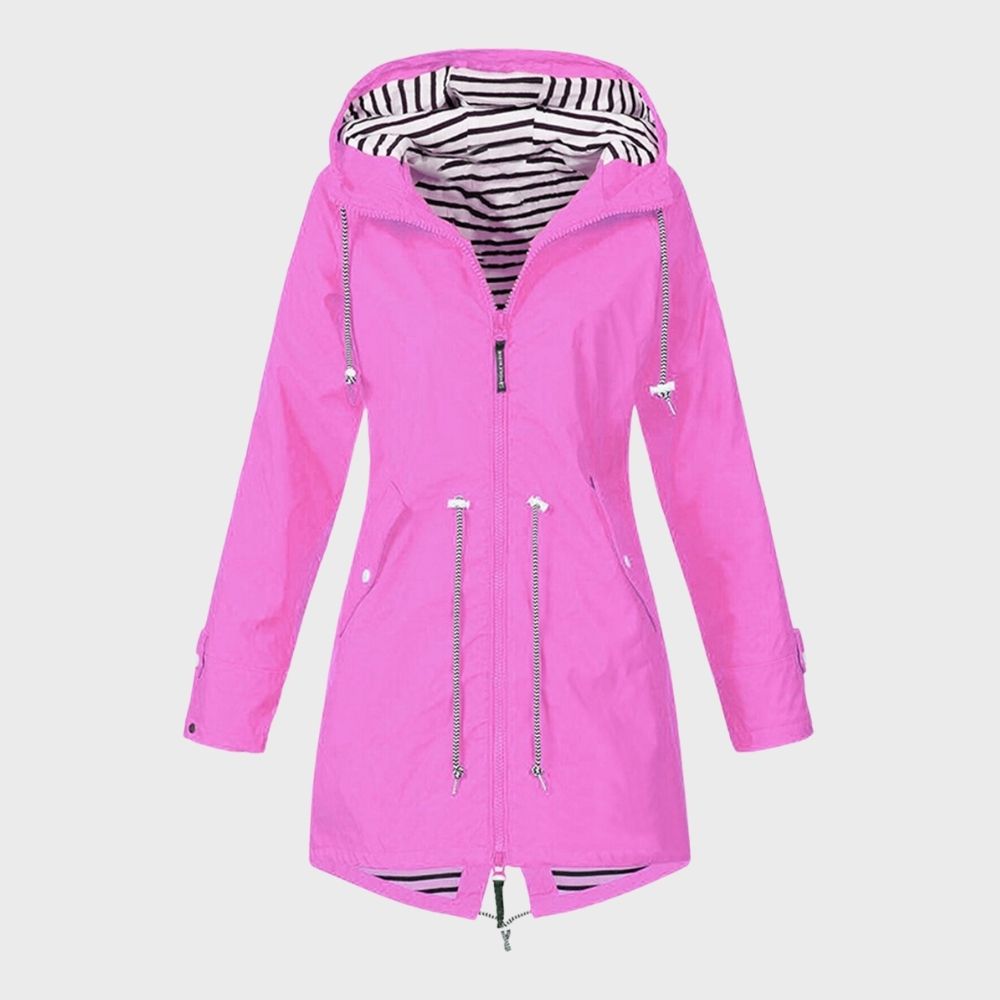 Street-Wave Women's Long Waterproof Hooded Raincoat - Durable All-Weather Protection