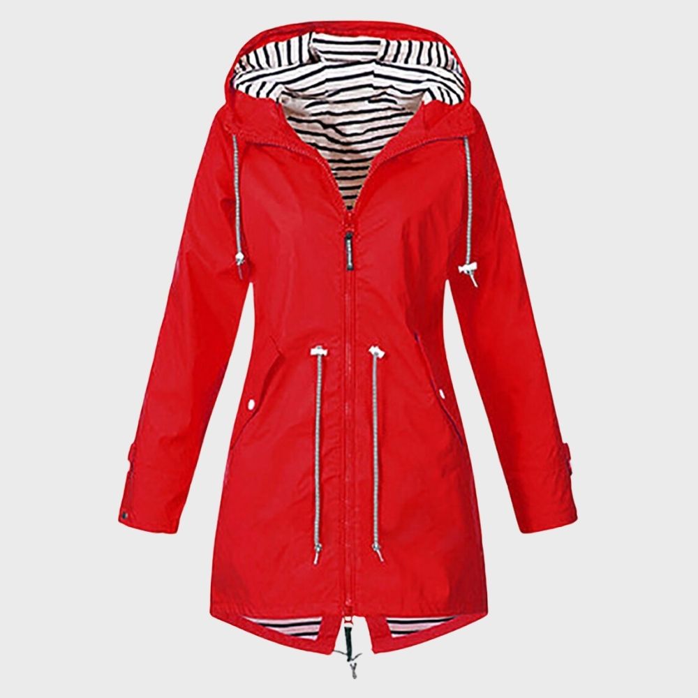 Street-Wave Women's Long Waterproof Hooded Raincoat - Durable All-Weather Protection