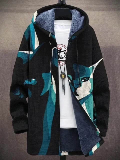 Street Wave Isa Cat Print Jacket For Women With Artistic Mosaic Design And Trendy Premium Comfort Coat