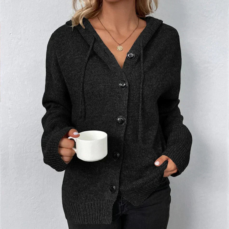 Streetwave Vega Hooded Knit Cardigan With Drawstring Cozy Warm Layer For Women Everyday Casual Wear
