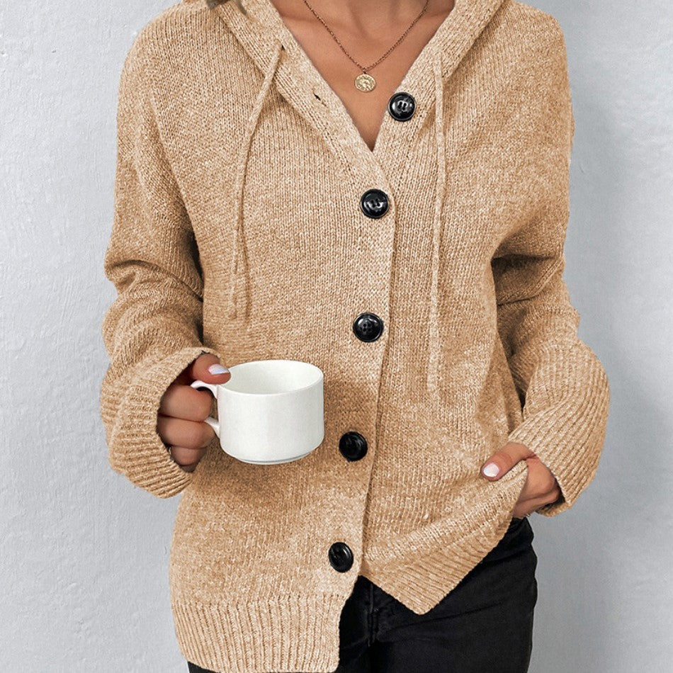 Streetwave Vega Hooded Knit Cardigan With Drawstring Cozy Warm Layer For Women Everyday Casual Wear