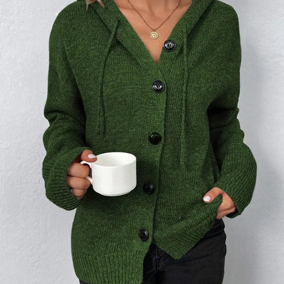 Streetwave Vega Hooded Knit Cardigan With Drawstring Cozy Warm Layer For Women Everyday Casual Wear
