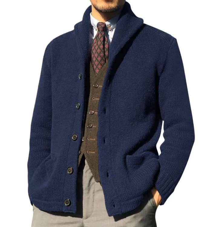 Street-wave Classic Buttoned Knit Cardigan for Men with Cozy Comfort and Durable Craft