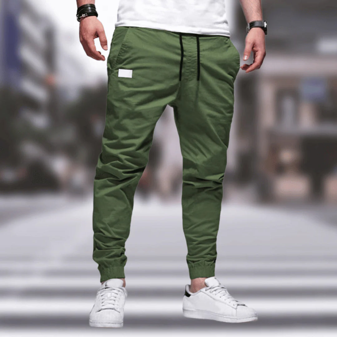 Men's Cargo Pants With Relaxed Fit And Tapered Leg Cotton Blend Drawstring Waist Cuffed Hem