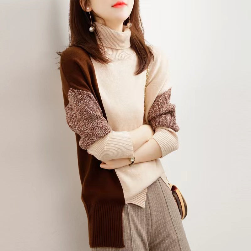 Streetwave Women Color Block Knit Sweater Cozy Warm Modern Chic Pullover For Fall Winter