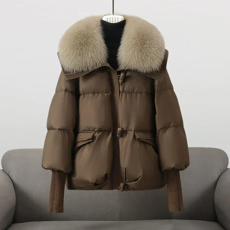 Street Wave Women Glamorous Puffer Jacket With Faux Fur Collar For Winter Warmth