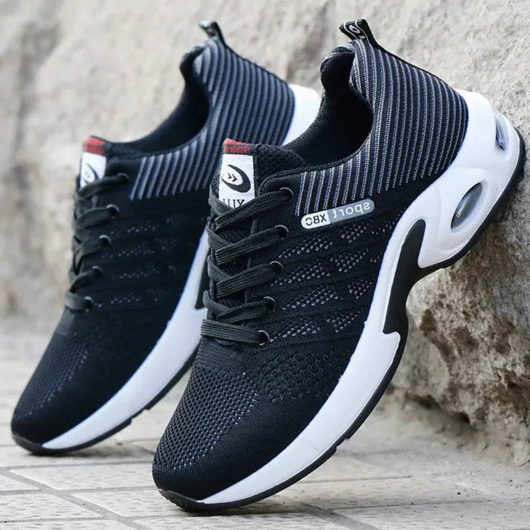 Street-Wave Van Lightweight Men's Running Sneakers With Striped Knit Mesh Upper And Cushioned Midsole