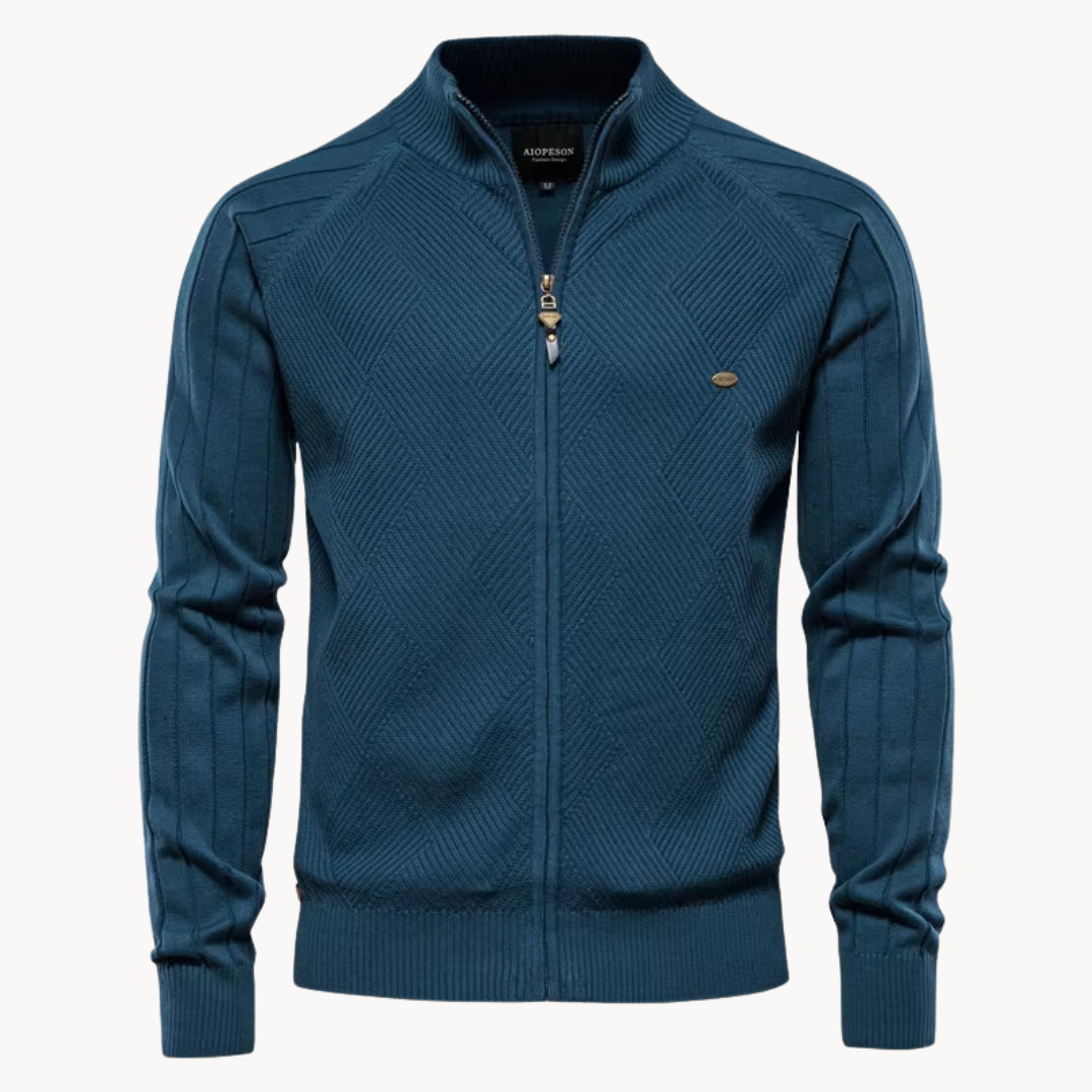 Street-wave Hybrid Jacket For Men Modern Versatile Cotton Knit With Smooth Finish