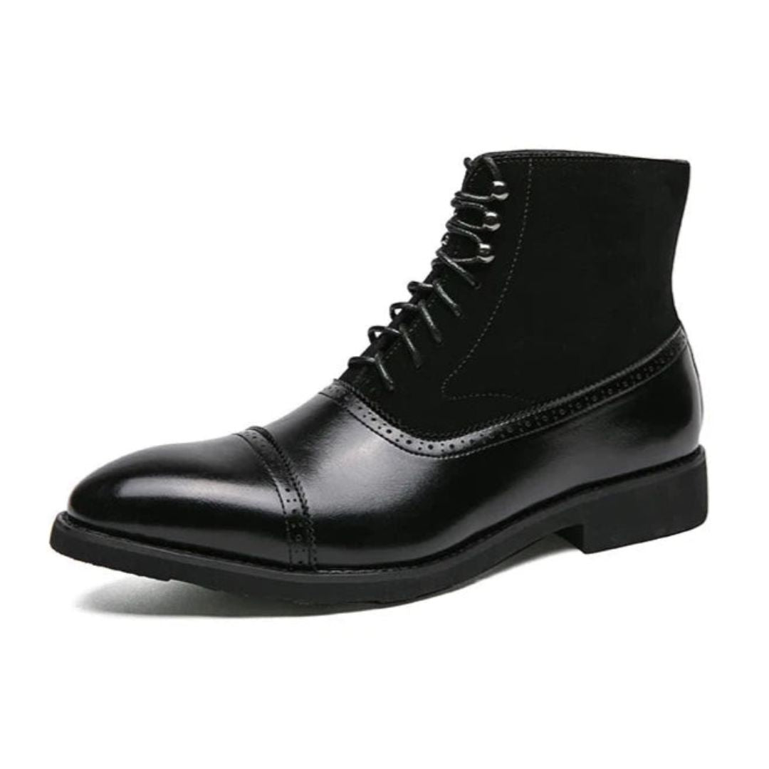 Vaughn Hartfield Cap Toe Boots for Men in Rich Leather and Suede with Durable Hybrid Sole by Street-Wave
