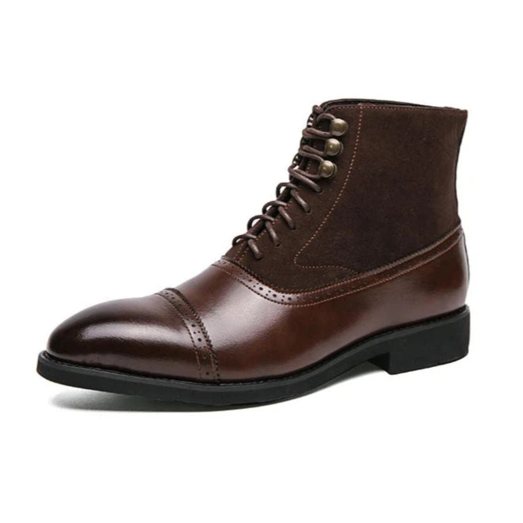Vaughn Hartfield Cap Toe Boots for Men in Rich Leather and Suede with Durable Hybrid Sole by Street-Wave