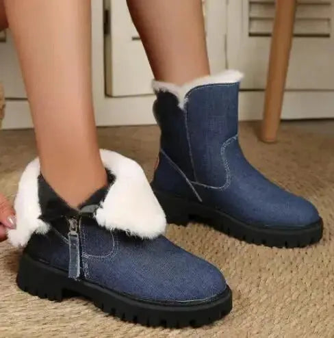 Velvet Snow Boots For Women Street Wave Warm Cozy Winter Footwear