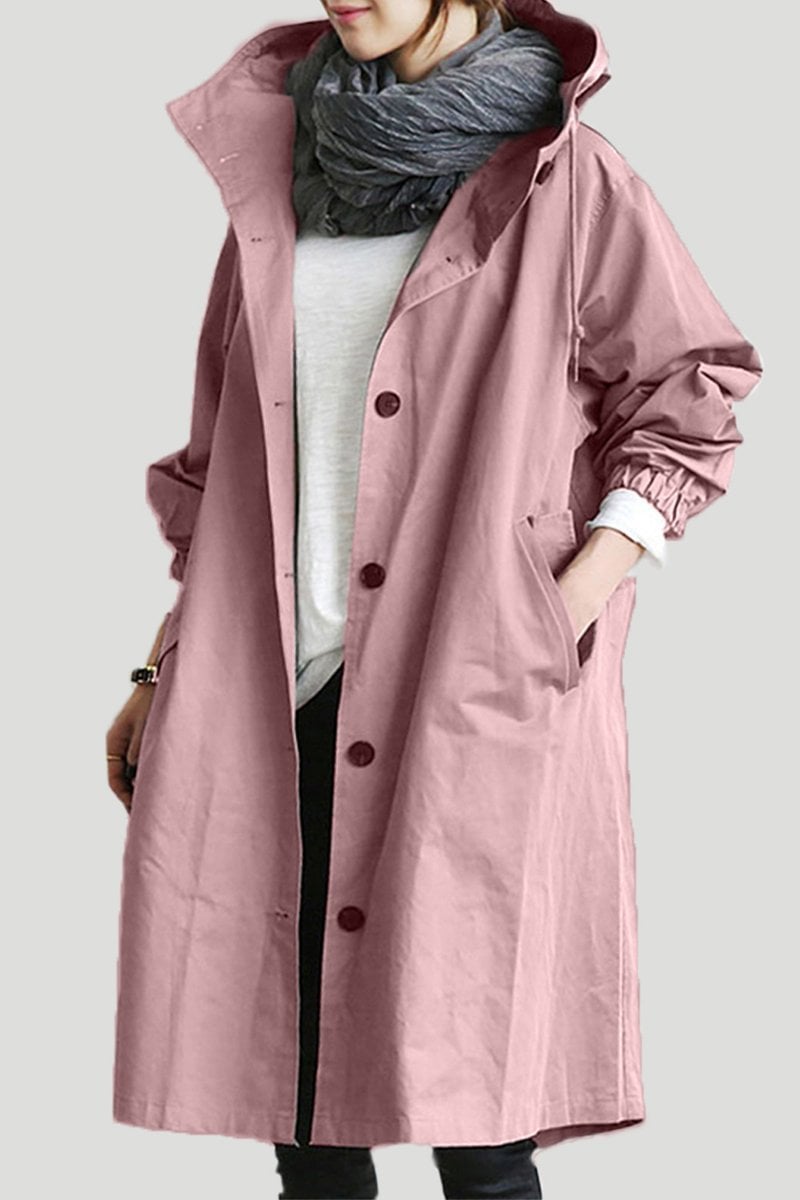 Street Wave Waterproof Hooded Trench Coat For Women Elegant Practical Rain Shield