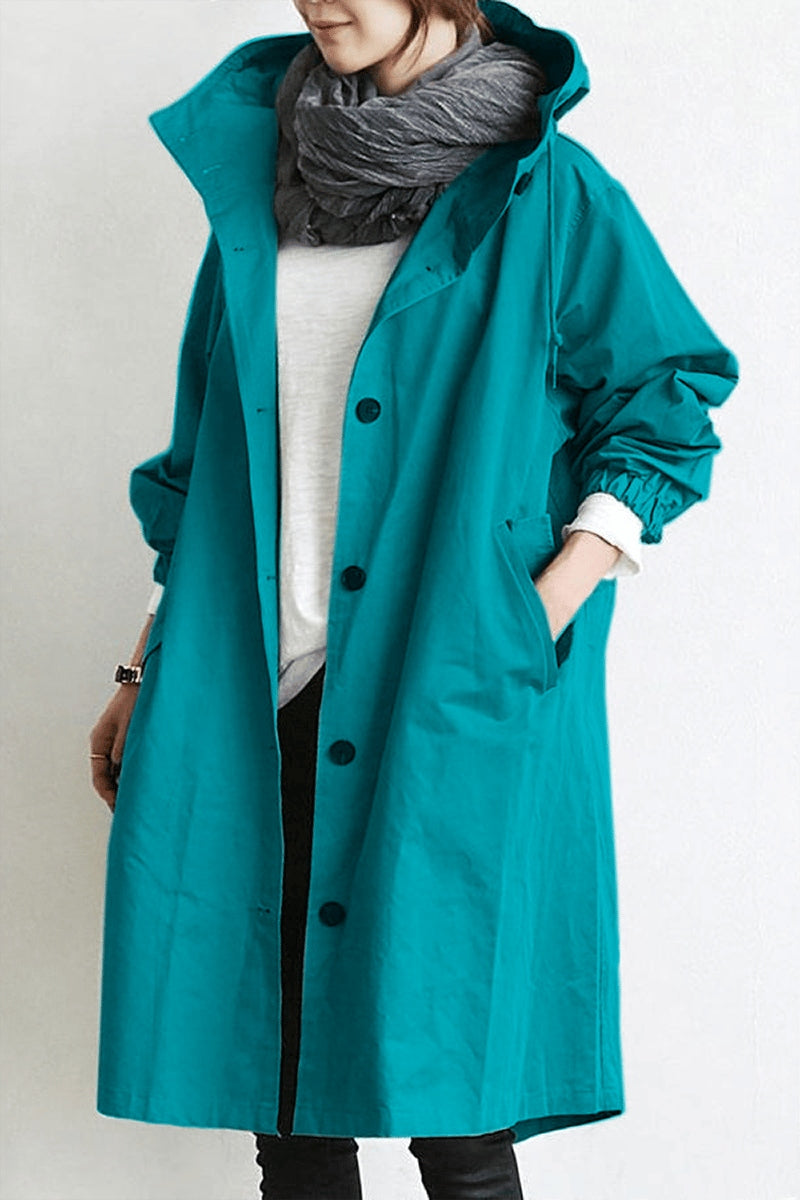 Street Wave Waterproof Hooded Trench Coat For Women Elegant Practical Rain Shield