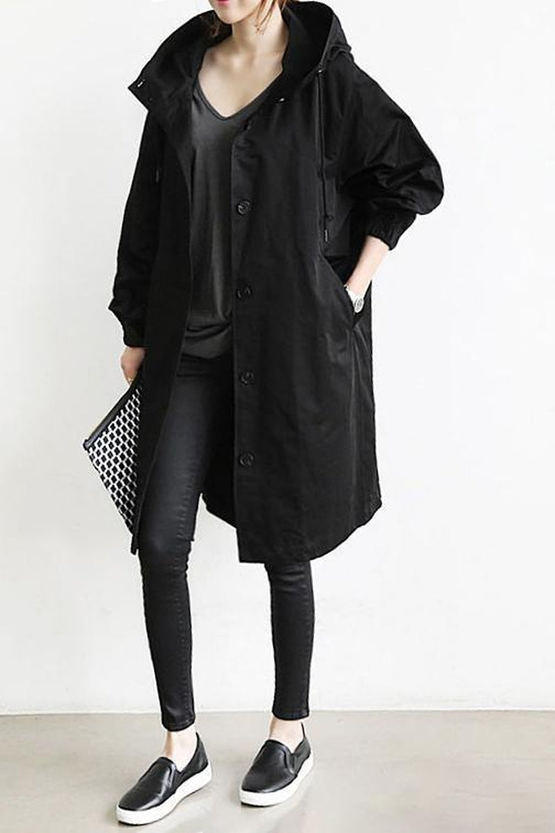 Street Wave Waterproof Hooded Trench Coat For Women Elegant Practical Rain Shield