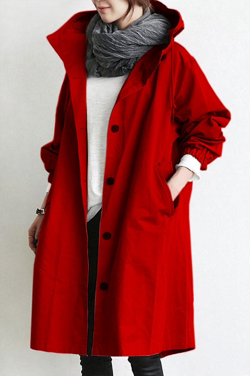 Street Wave Waterproof Hooded Trench Coat For Women Elegant Practical Rain Shield