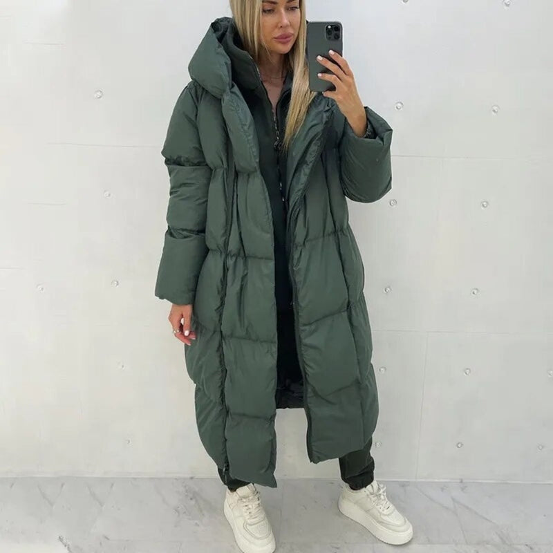 Kim Women Long Puffer Coat Ultra Warm Insulated Hooded For Cold Weather Stylish Everyday City Women Coat