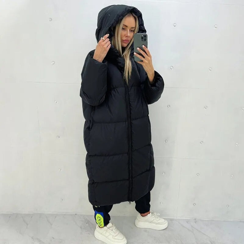Kim Women Long Puffer Coat Ultra Warm Insulated Hooded For Cold Weather Stylish Everyday City Women Coat