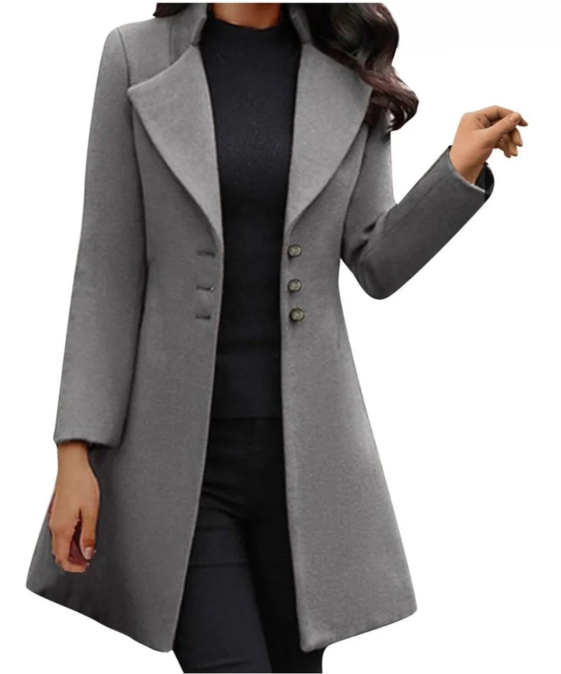 Streetwave Sofia Italian Wool Coat For Women Elegant Luxurious Long Overcoat With Classic Button Details