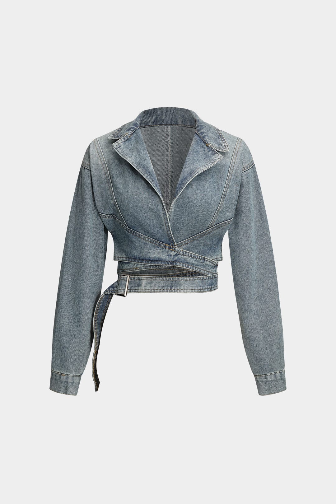 Street Wave Denim Cropped Wrap Jacket for Women With Modern Feminine Fit and Flattering Silhouette