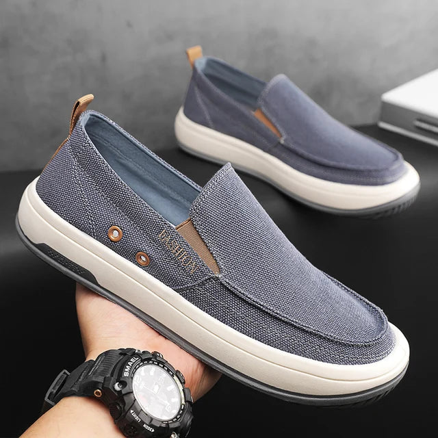 Men's All Seasons Canvas Slip-On Denim Boots By TrendStoff Breathable Comfort Easy Slip-On Casual