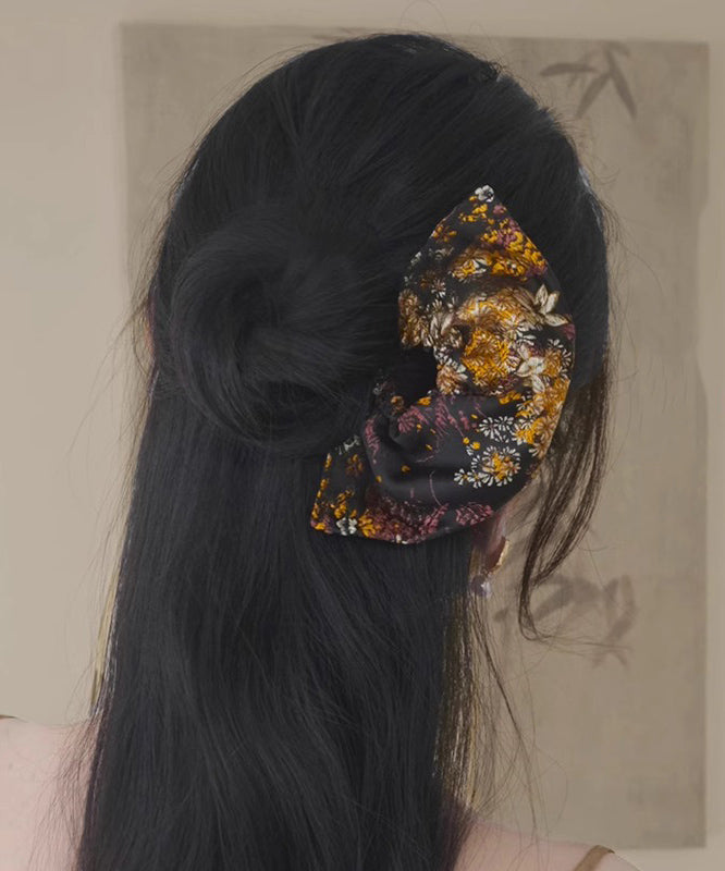 Épingle à cheveux vintage en forme d'éventail avec broderie en pierre œil de tigre noire et cuivre - Street-Wave