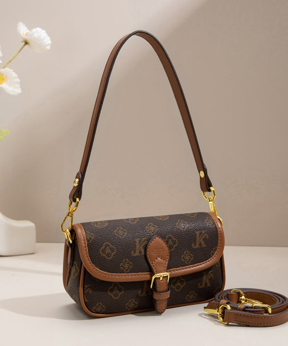 Micro sac vintage en similicuir jacquard marron - Street-Wave