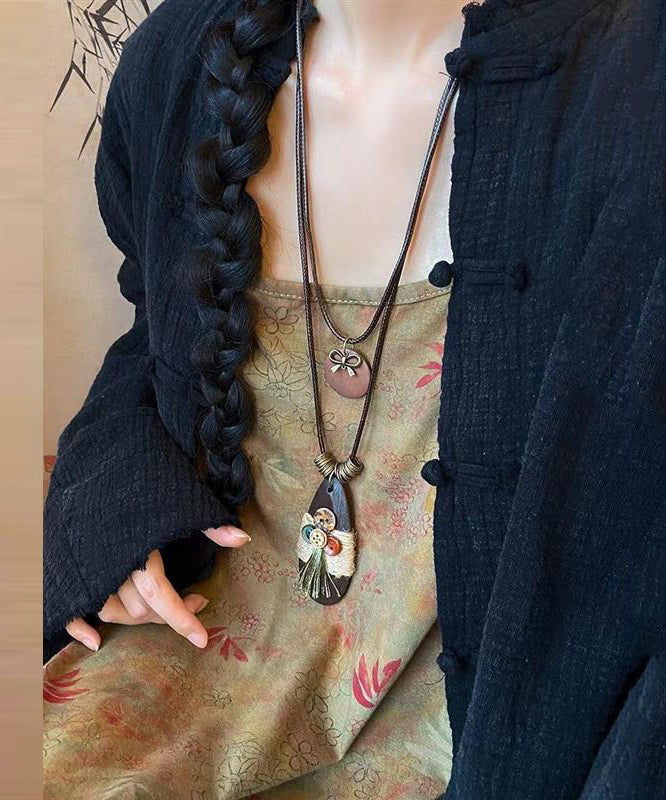 Collier pendentif goutte d'eau en tissage de café vintage - Street-Wave