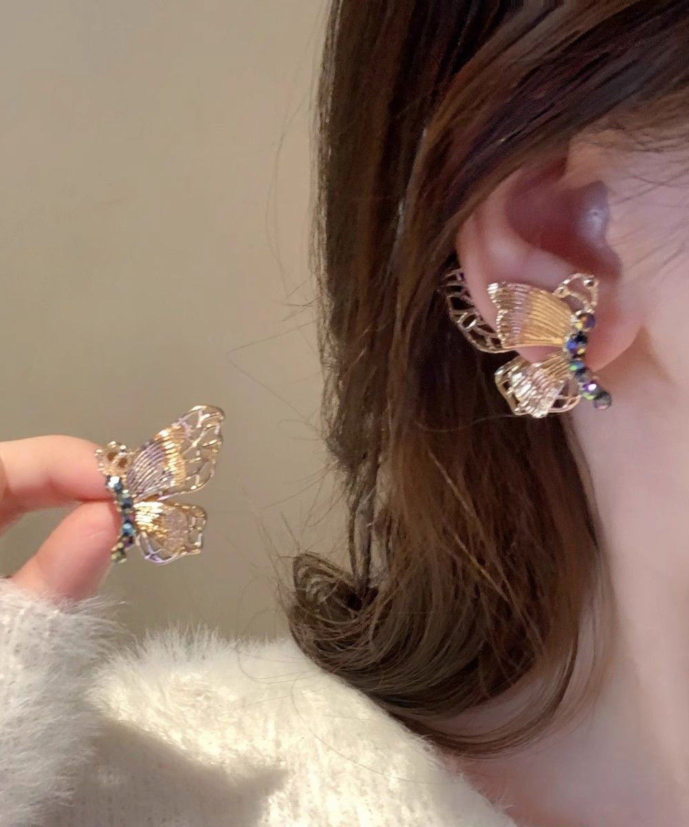 Boucles d'oreilles papillon vintage en alliage d'or et d'argent sterling - Street-Wave