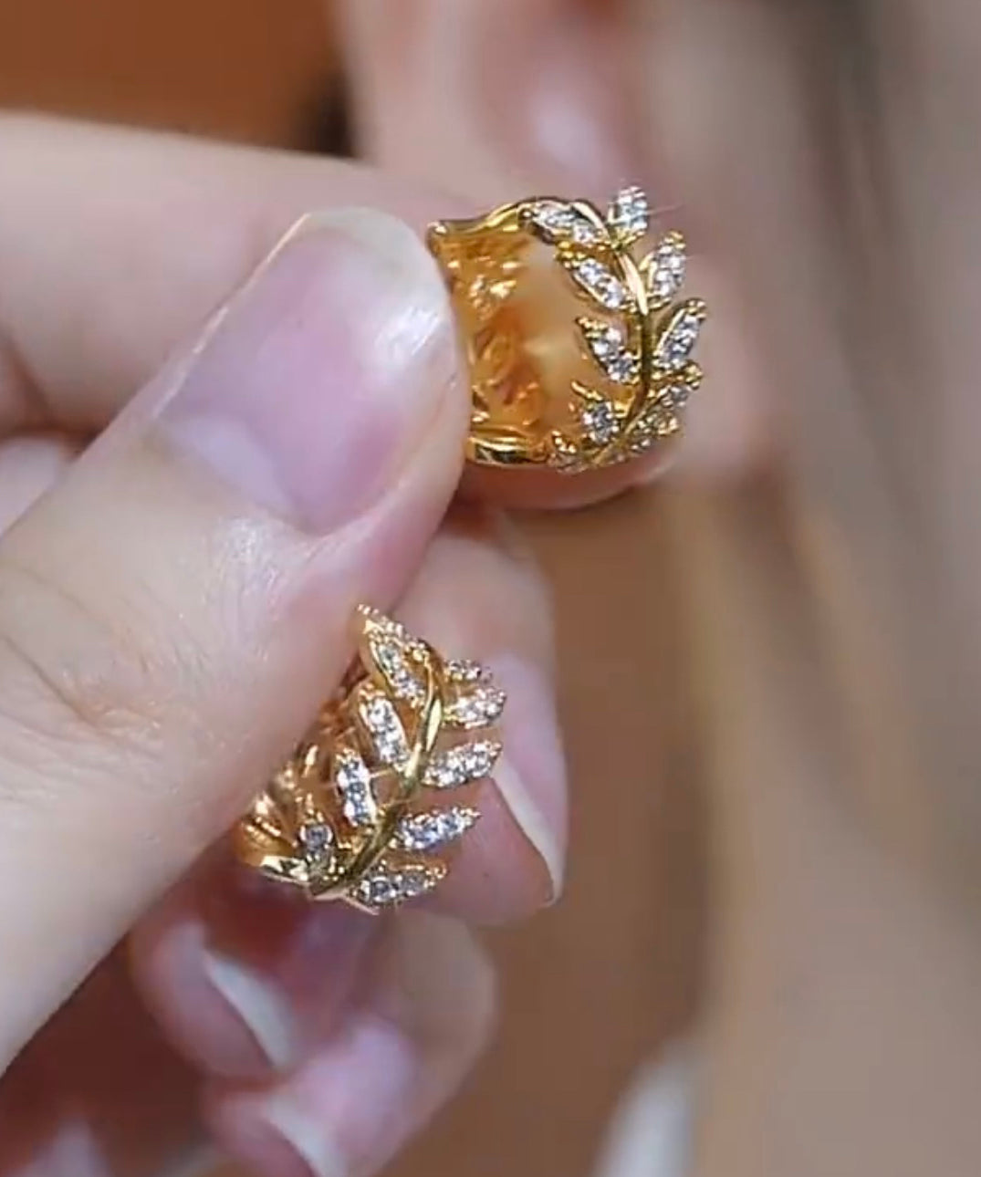Boucles d'oreilles créoles vintage en argent sterling doré et zircons - Street-Wave