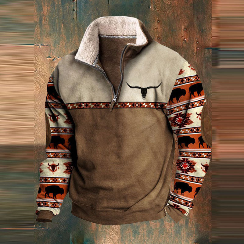 Street Wave Vintage Sherpa Pullover With Side Pockets For Vintage Fashion Lovers