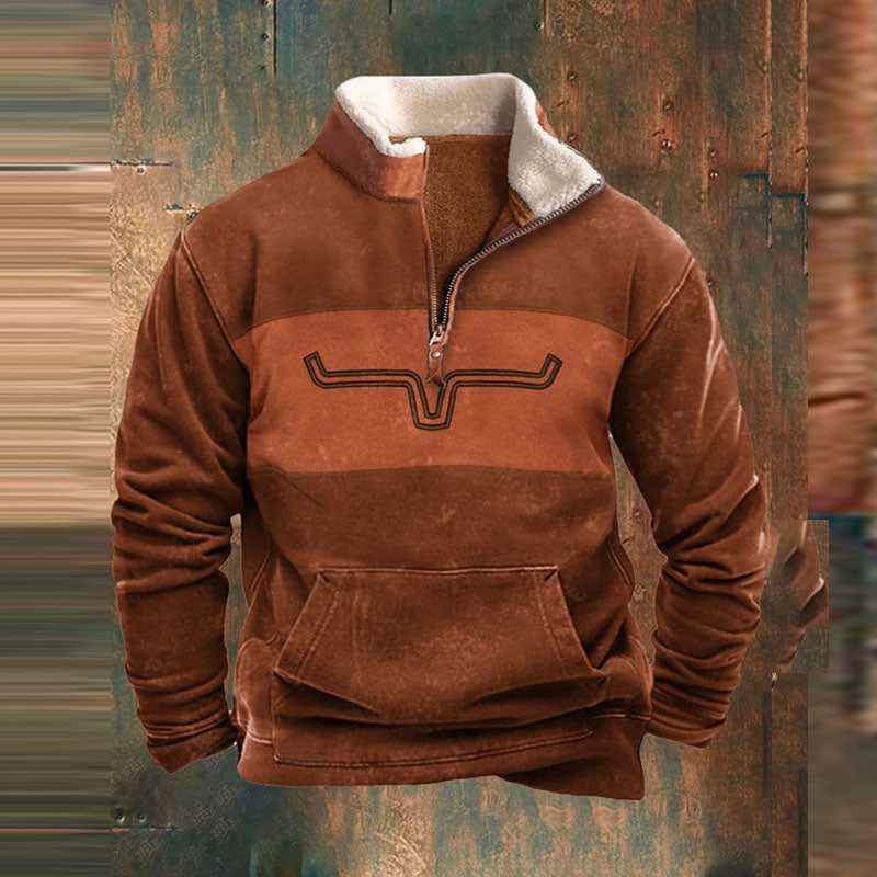 Street Wave Vintage Sherpa Pullover With Side Pockets For Vintage Fashion Lovers
