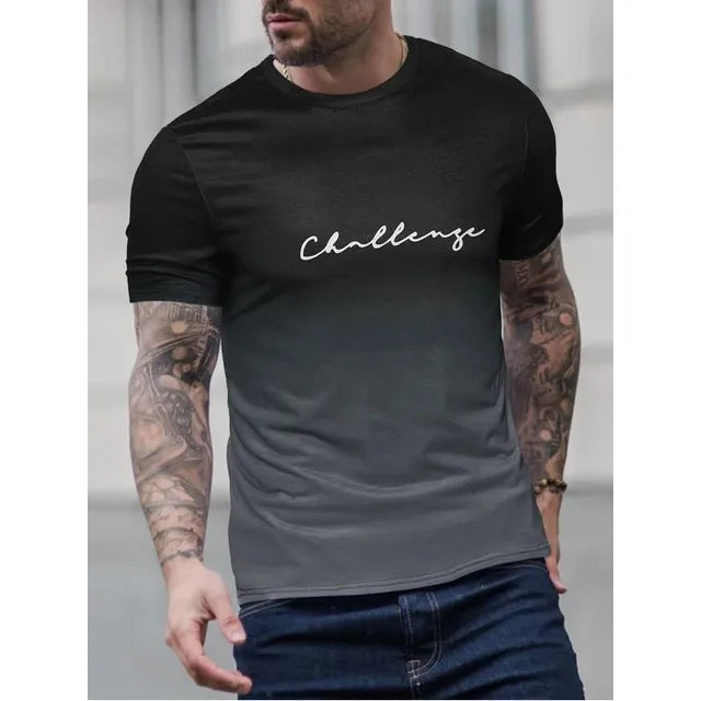Street Wave Men's Gradient T Shirt Round Neck Slim Fit Breathable Comfort